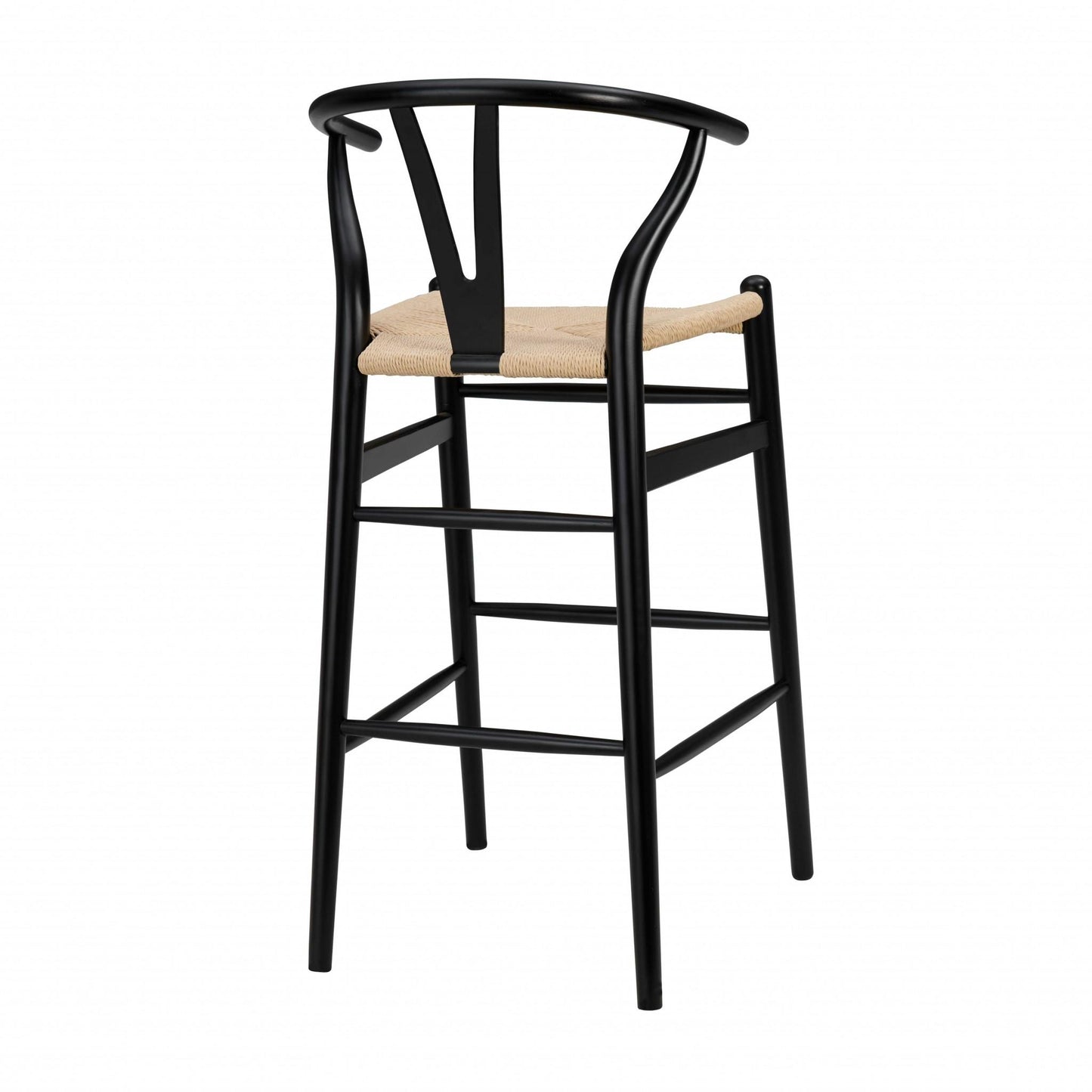 Natural & Black Solid Wood Low Back Counter Height Bar Chair