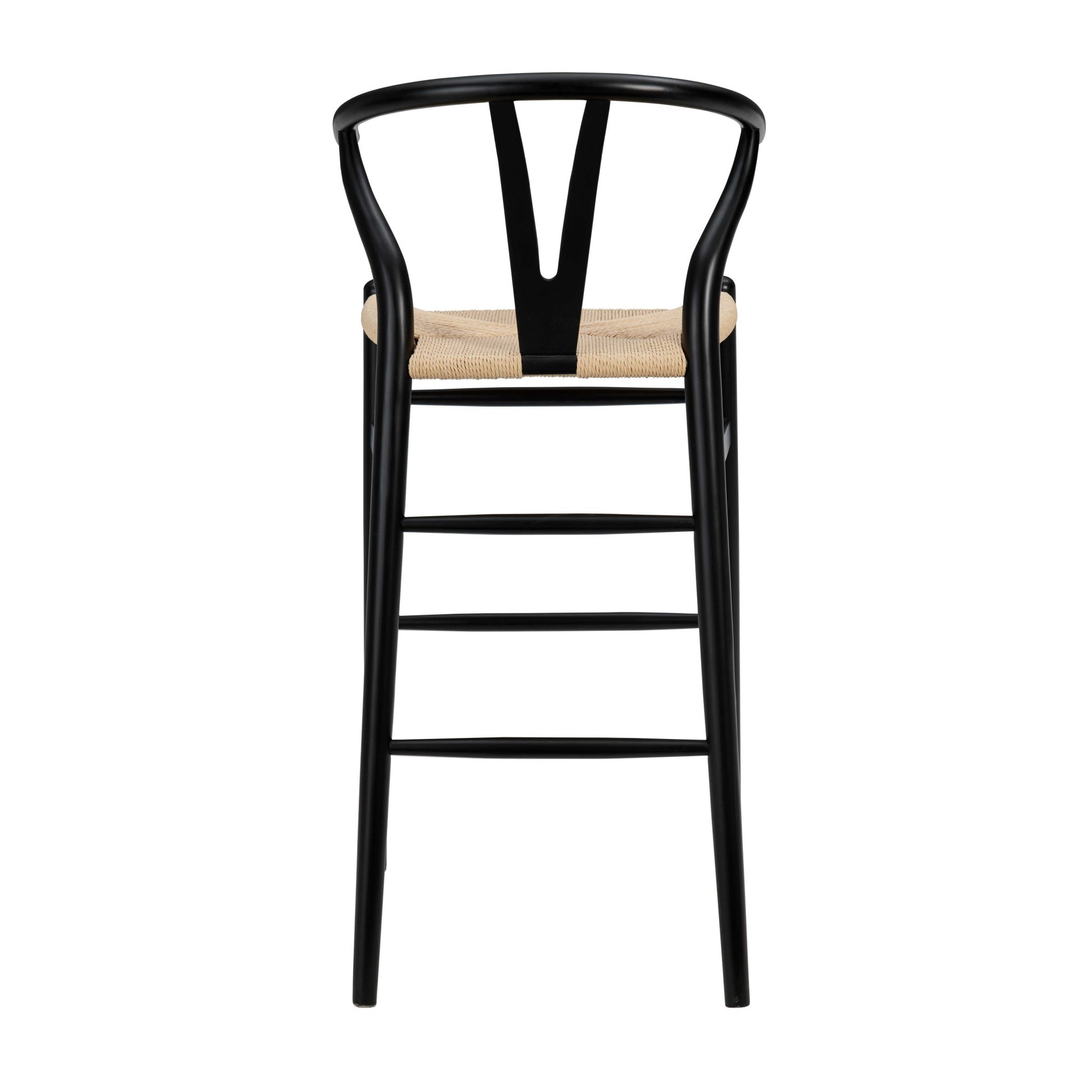 Natural & Black Solid Wood Low Back Counter Height Bar Chair