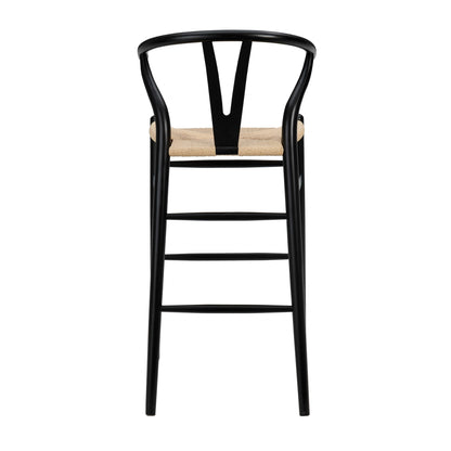 Natural & Black Solid Wood Low Back Counter Height Bar Chair