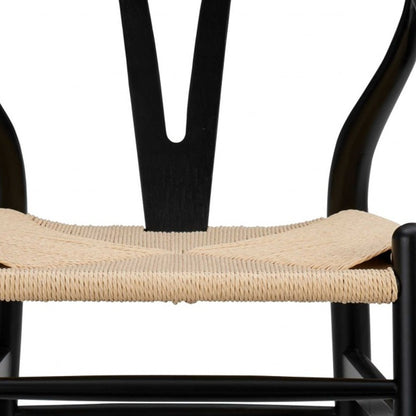 Natural & Black Solid Wood Low Back Counter Height Bar Chair