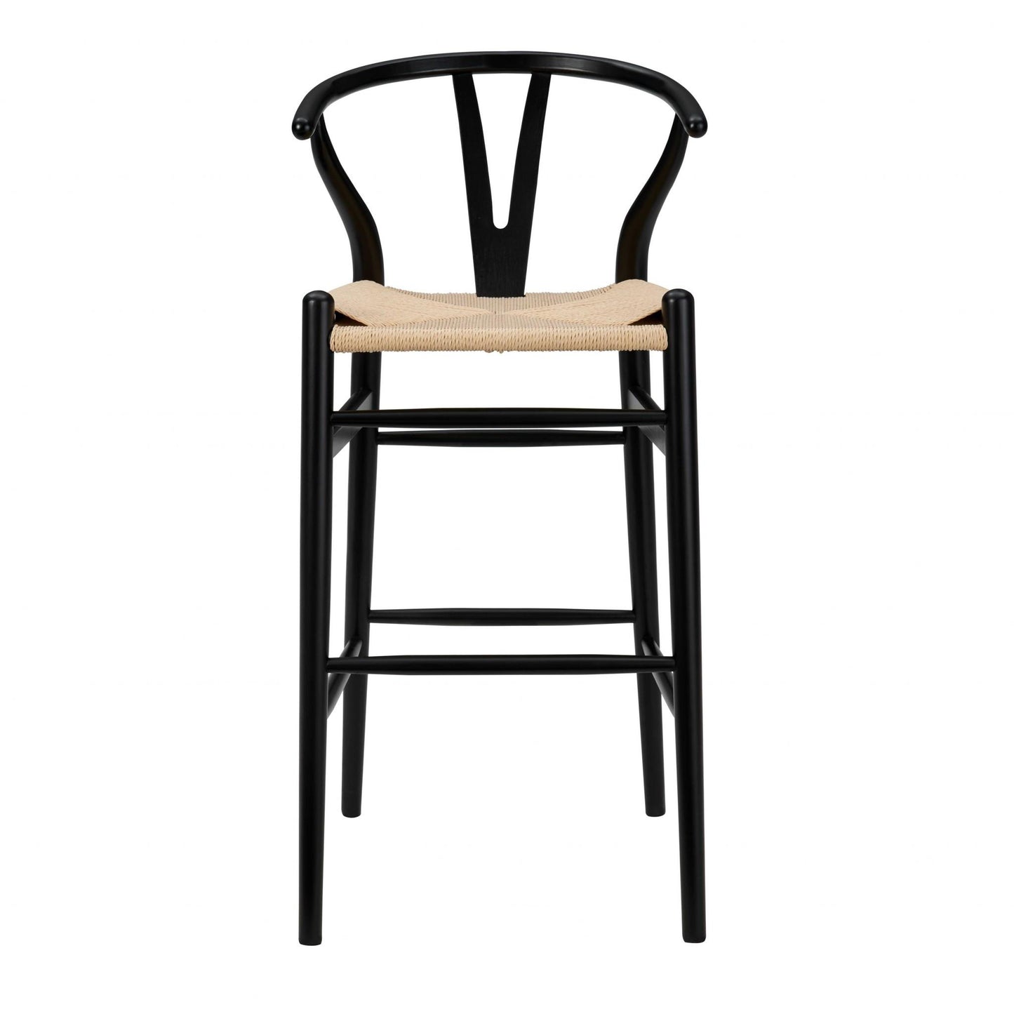 Natural & Black Solid Wood Low Back Counter Height Bar Chair