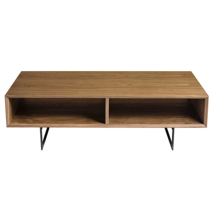 Brown & Black Metal Coffee Table w/ 2 Shelves