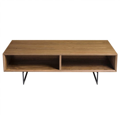 Brown & Black Wood & Metal Sled Coffee Table w/ 2 Shelves image 2