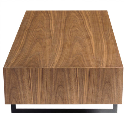 Brown & Black Metal Coffee Table w/ 2 Shelves