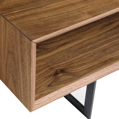 Brown & Black Metal Coffee Table w/ 2 Shelves