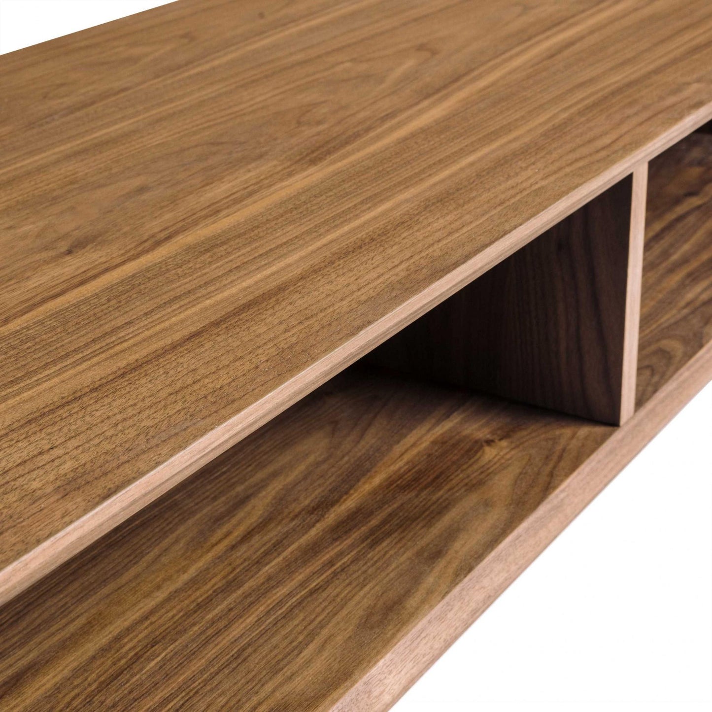 Brown & Black Wood & Metal Sled Coffee Table w/ 2 Shelves image 8