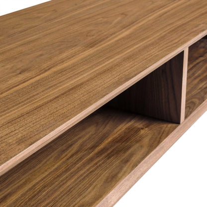 Brown & Black Wood & Metal Sled Coffee Table w/ 2 Shelves image 8
