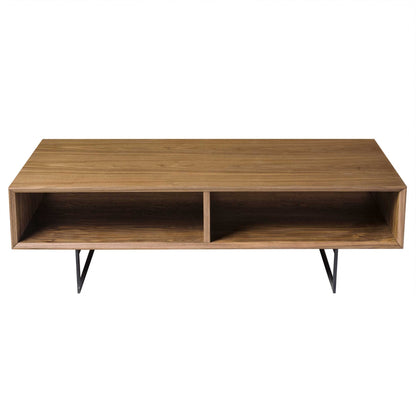 Brown & Black Metal Coffee Table w/ 2 Shelves