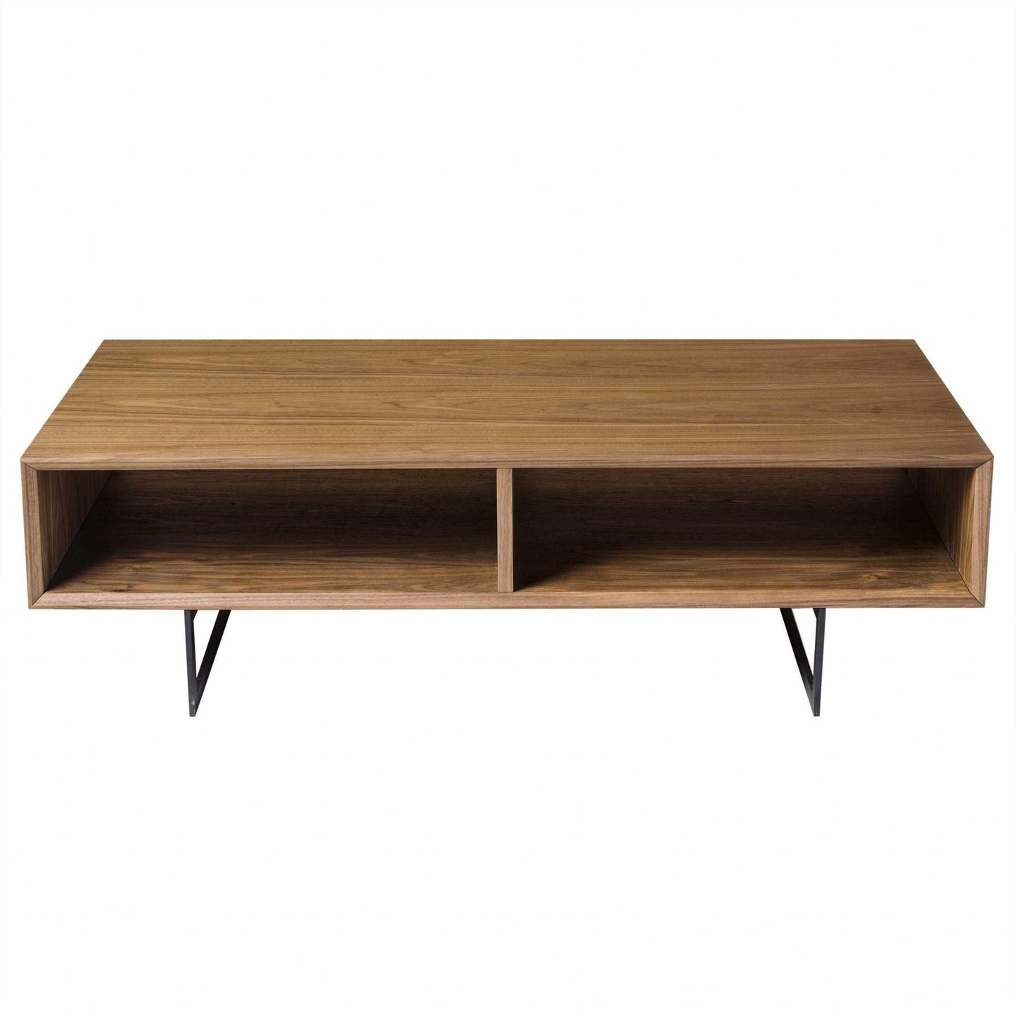 Brown & Black Wood & Metal Sled Coffee Table w/ 2 Shelves image 6