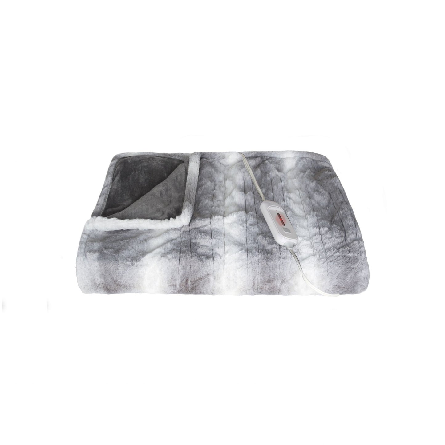Gray And White Heated Electric Striped Throw