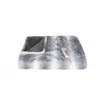 Gray And White Heated Electric Striped Throw