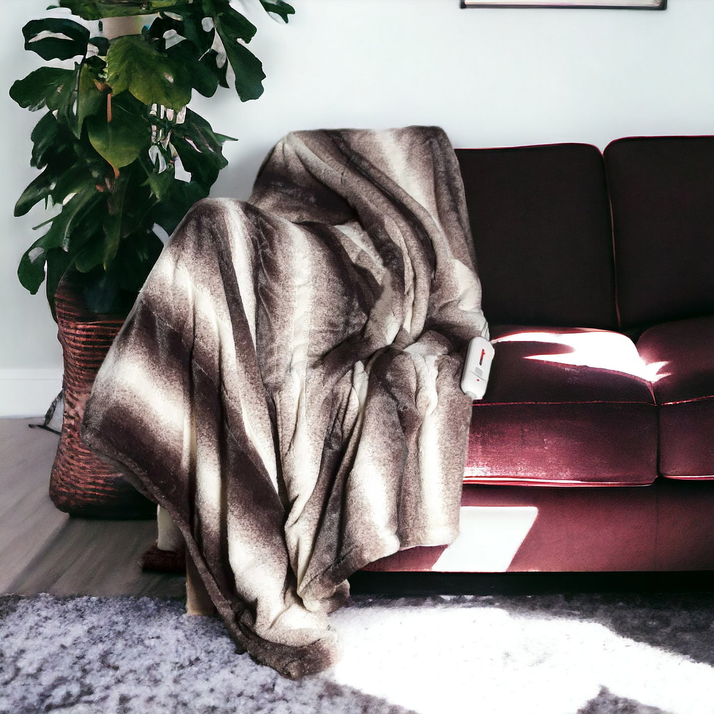 Brown And White Modern Throw
