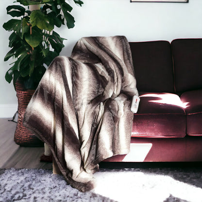 Brown And White Modern Throw