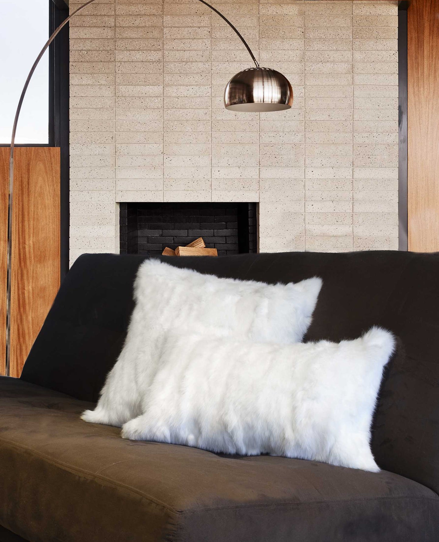 White Natural Rabbit Fur Pillow