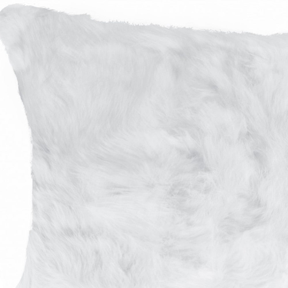 White Natural Rabbit Fur Pillow