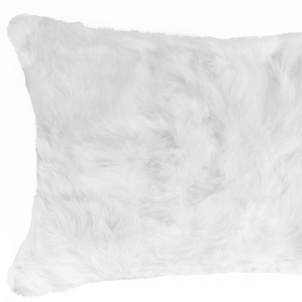 White Natural Rabbit Fur Pillow