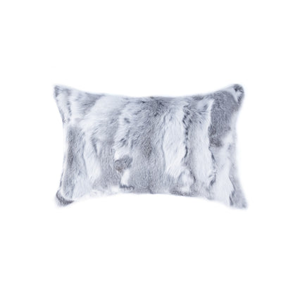 Grey Natural Rabbit Fur Pillow