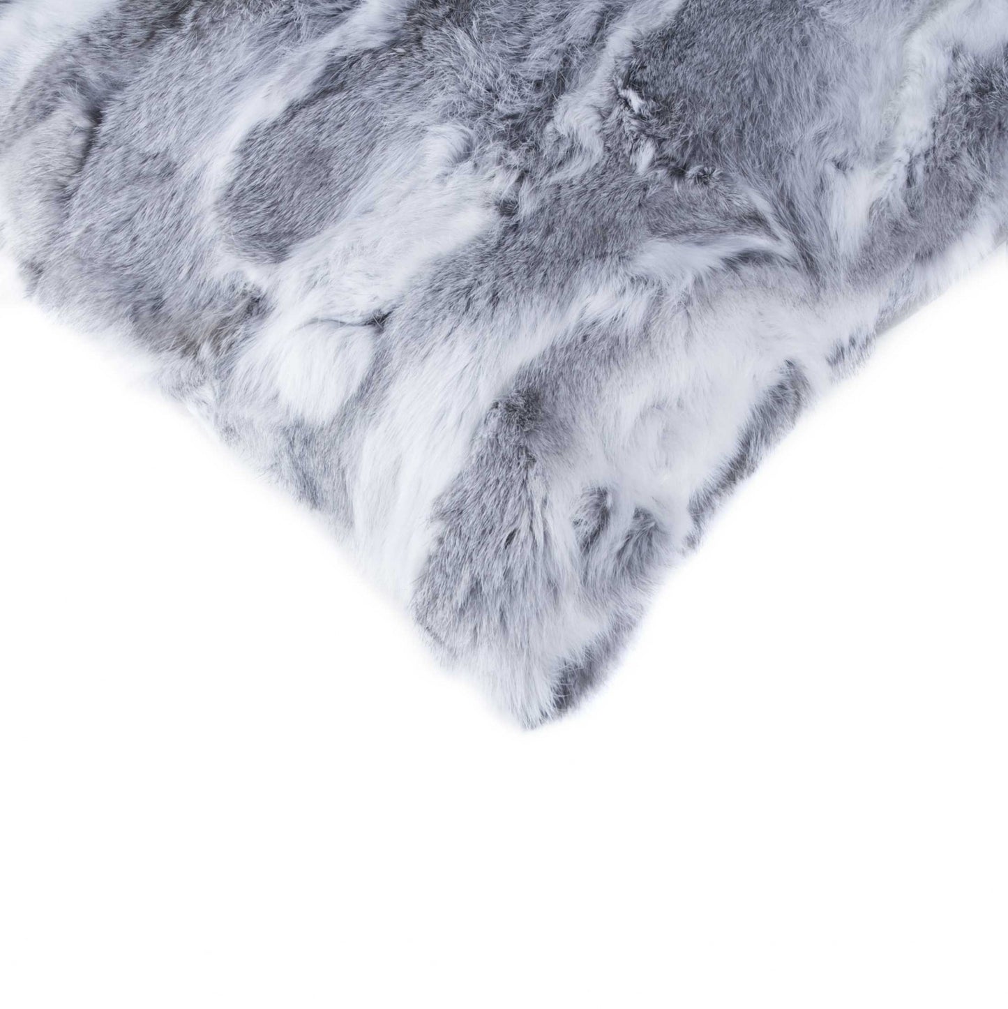 Grey Natural Rabbit Fur Pillow