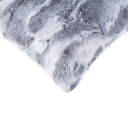 Grey Natural Rabbit Fur Pillow