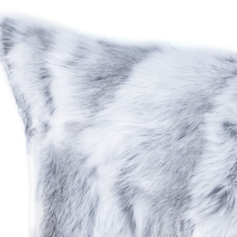 Grey Natural Rabbit Fur Pillow
