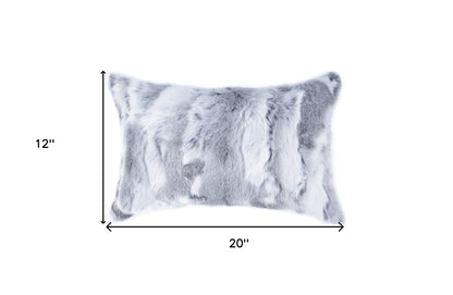 Grey Natural Rabbit Fur Pillow