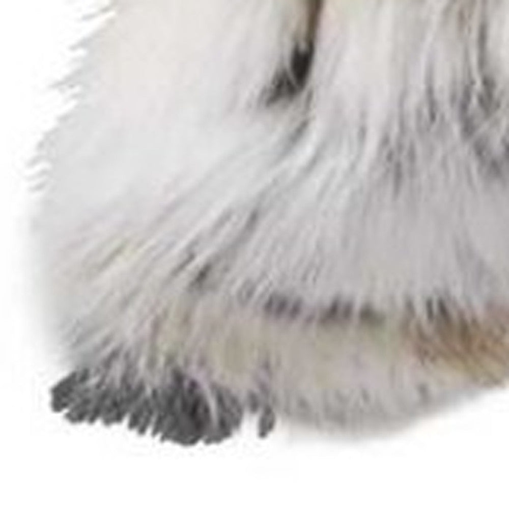 Tan & White Natural Rabbit Fur Pillow