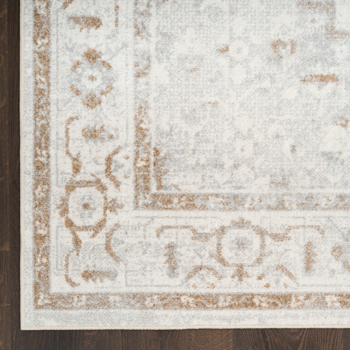 Nourison Astra Grey Pet Friendly Machine Washable Rug - Corner