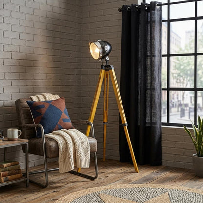 Distressed Tripod Floor Lamp w/ Cone
