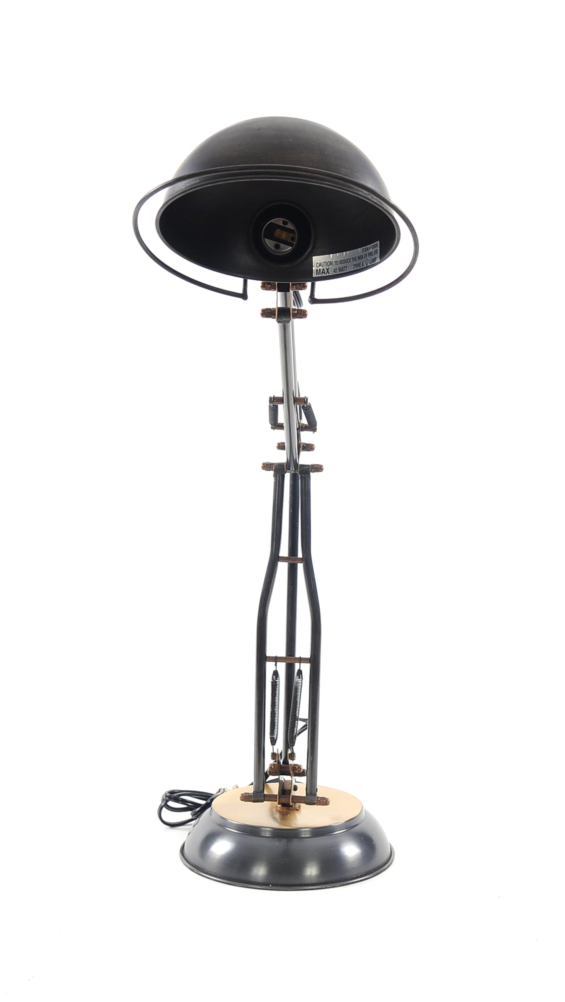Black Desk Table Lamp w/ Black Bowl Shade