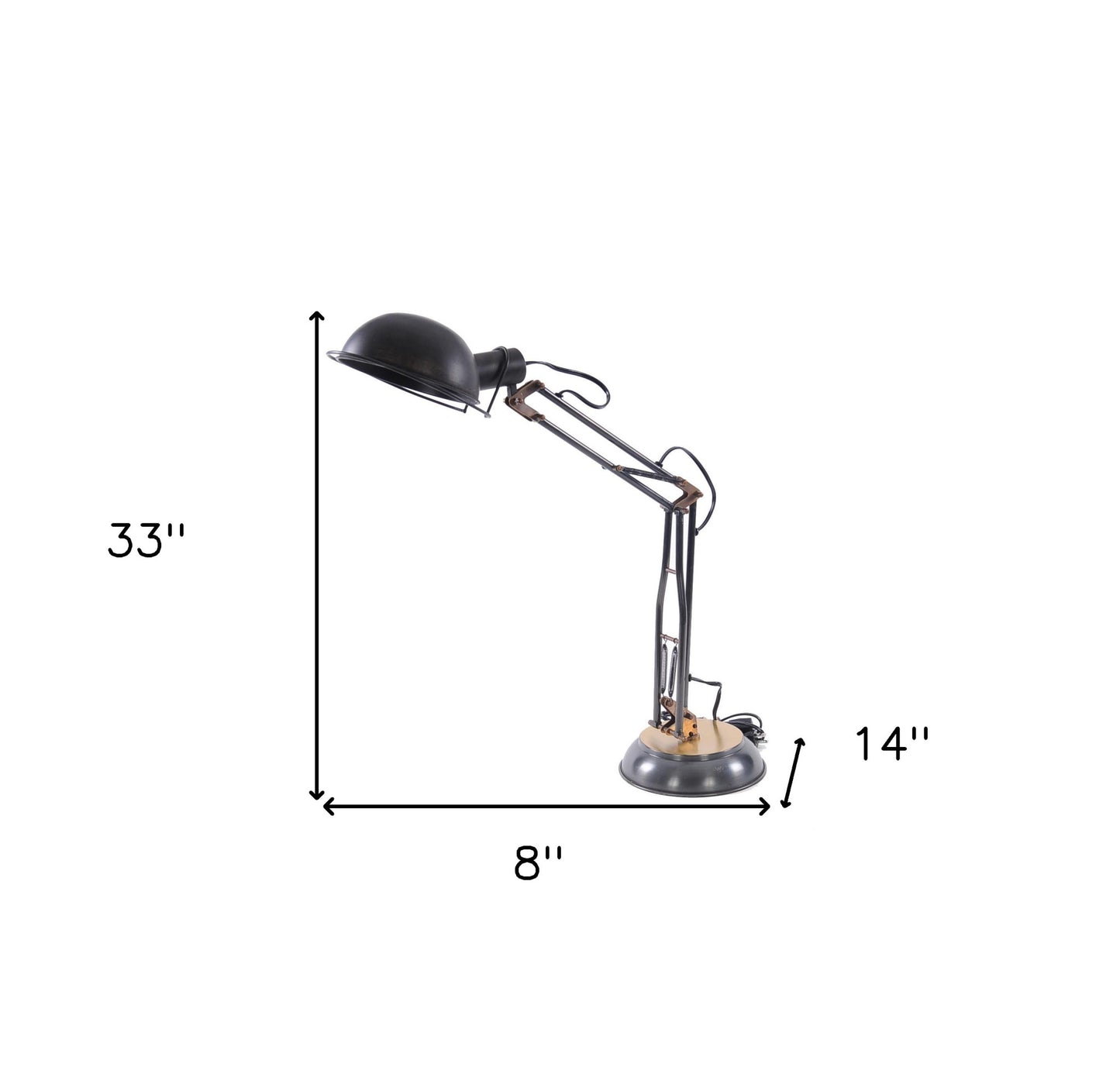 Black Desk Table Lamp w/ Black Bowl Shade
