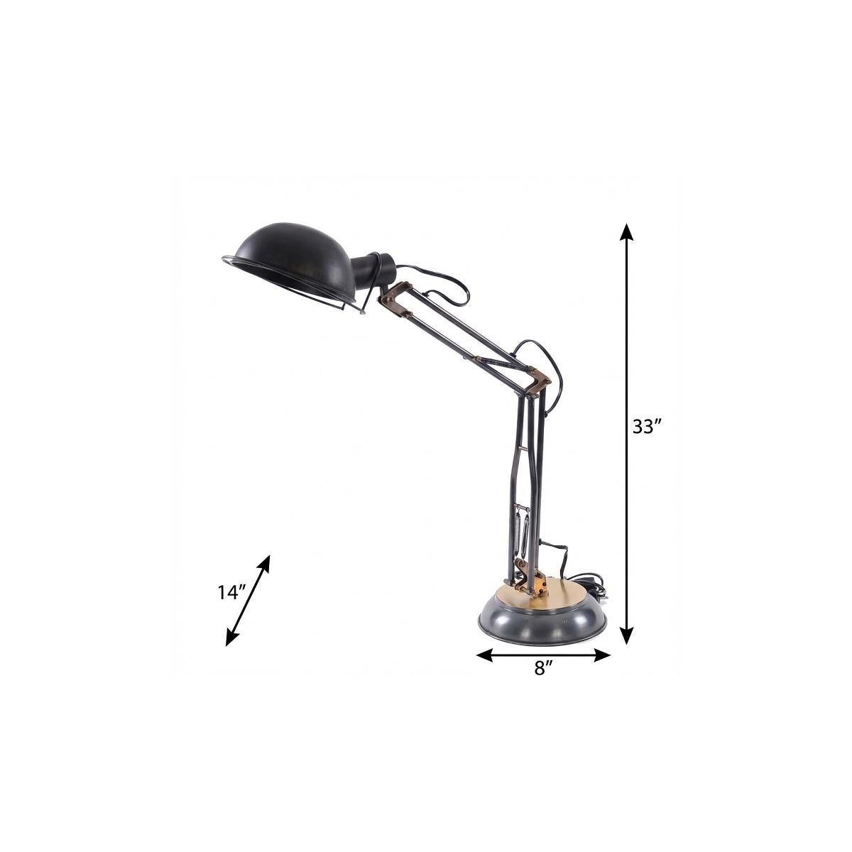 Black Desk Table Lamp w/ Black Bowl Shade