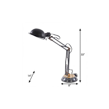 Black Desk Table Lamp w/ Black Bowl Shade