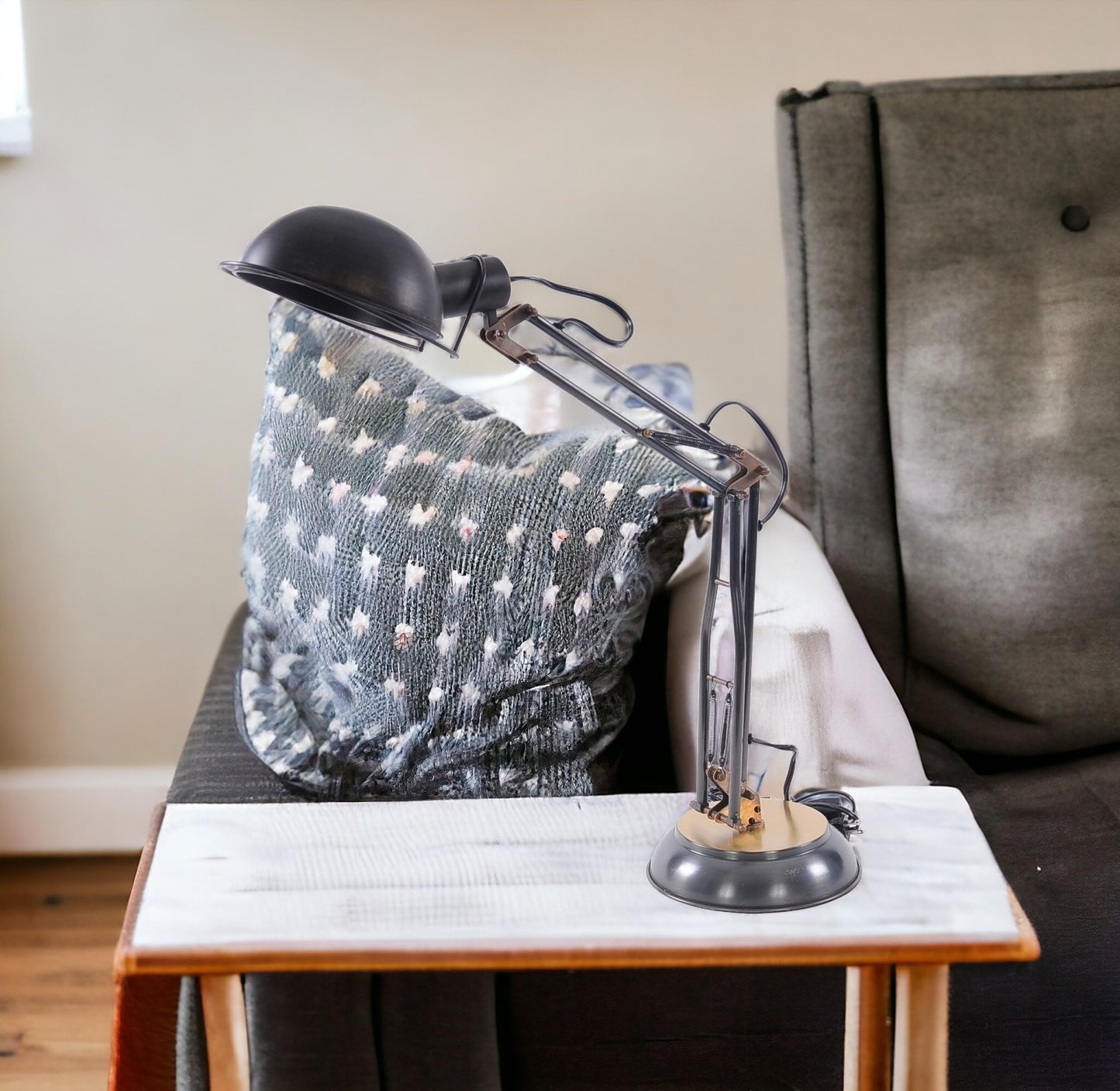 Black Desk Table Lamp w/ Black Bowl Shade