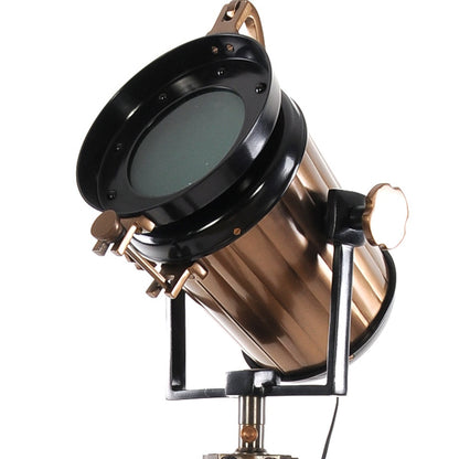 Alum Steel Spot Light Wood Stand Textured Glass