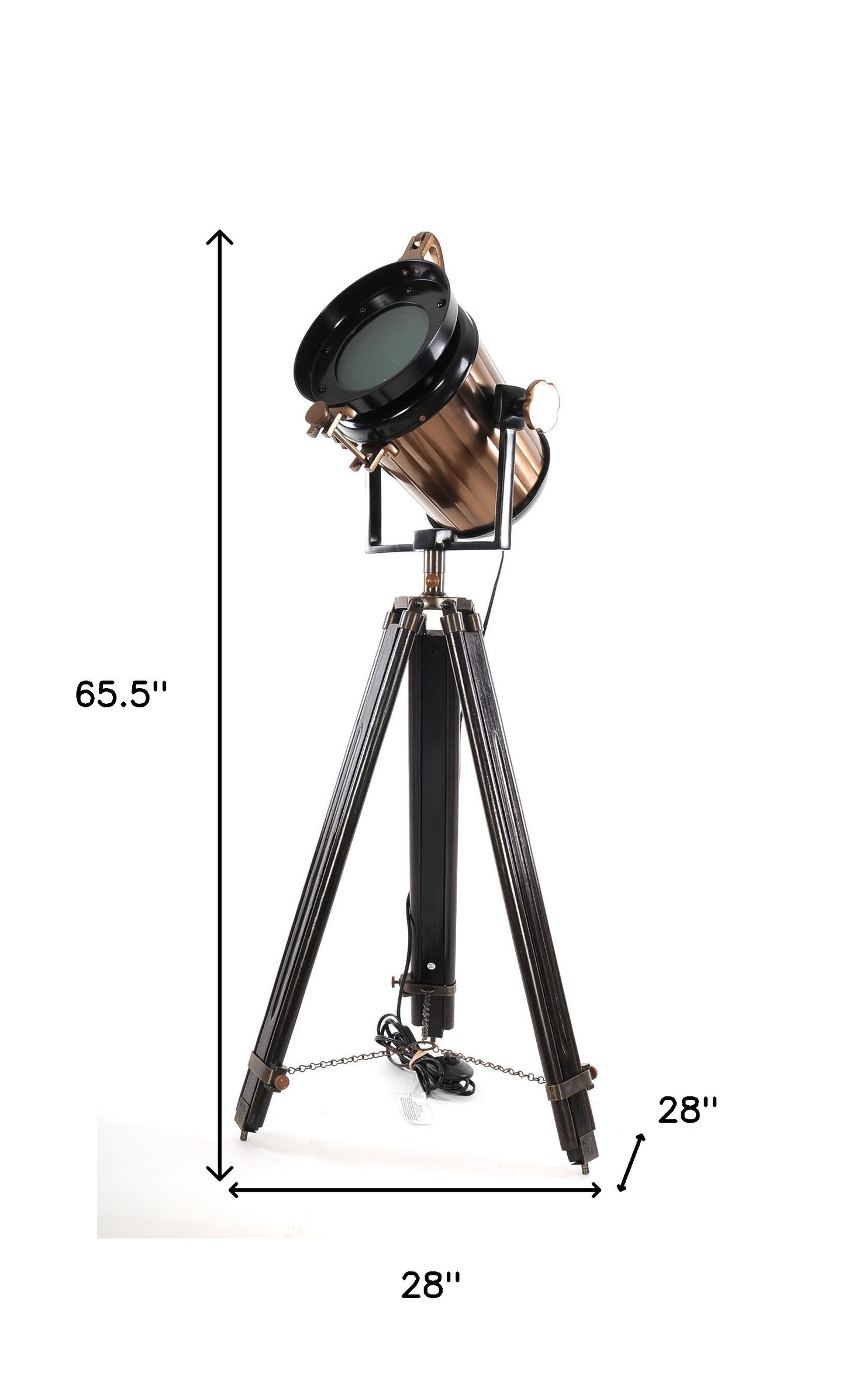 Alum Steel Spot Light Wood Stand Textured Glass