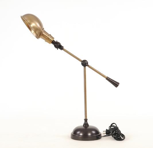Black Adjustable Desk Table Lamp w/ Gold Bowl Shade