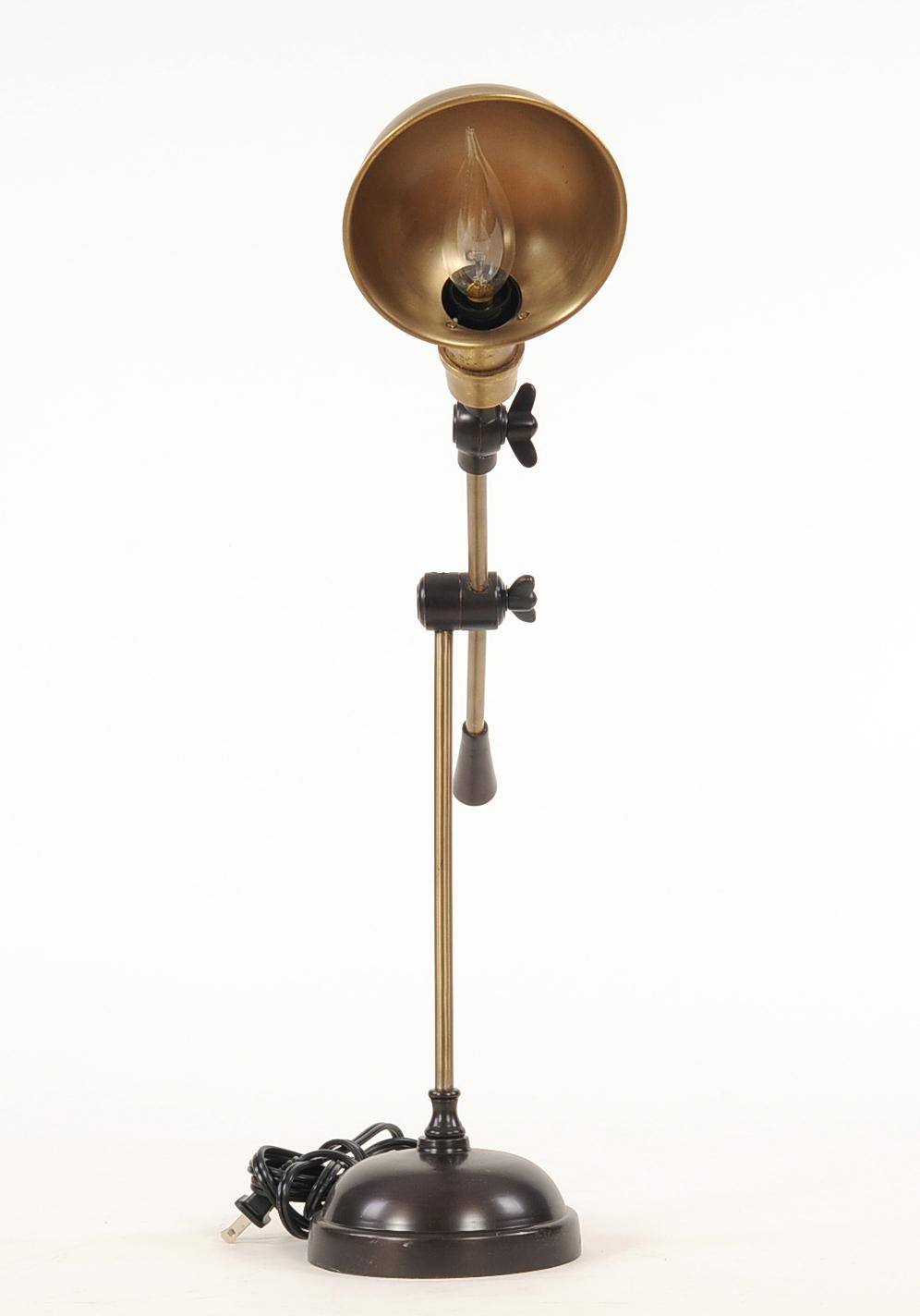 Black Adjustable Desk Table Lamp w/ Gold Bowl Shade