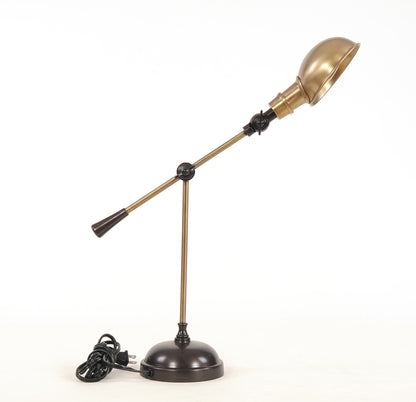Black Adjustable Desk Table Lamp w/ Gold Bowl Shade