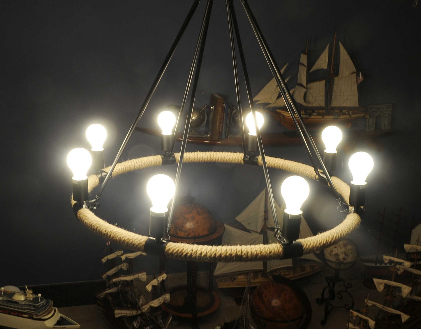 8 Bulbs Rope Pendant Light