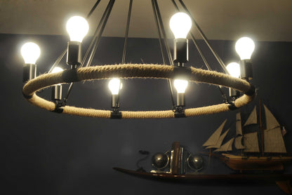 8 Bulbs Rope Pendant Light