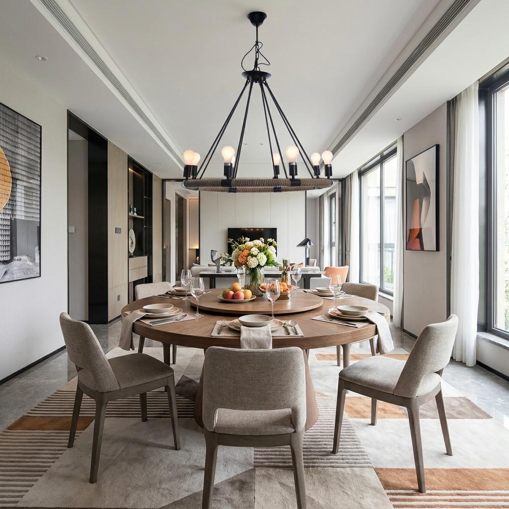 8 Bulbs Rope Pendant Light