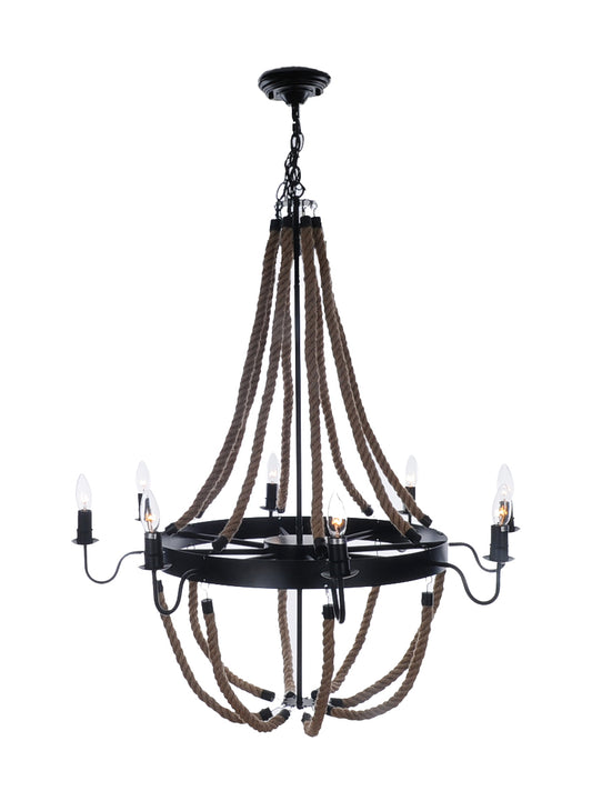 8 Bulbs Large Rope Pendant Light