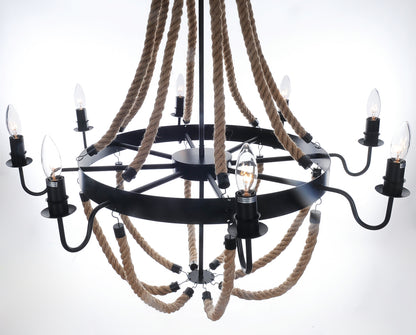 8 Bulbs Large Rope Pendant Light
