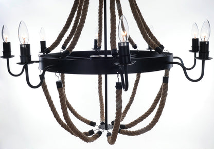 8 Bulbs Large Rope Pendant Light
