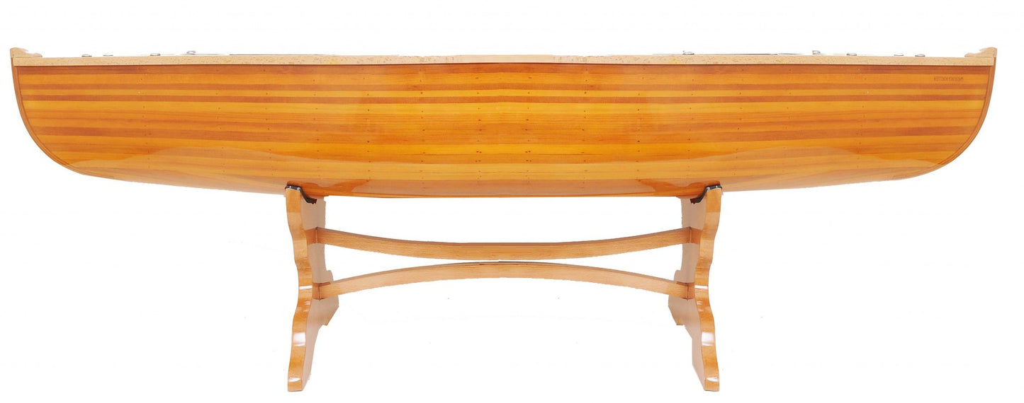 Natural Solid Wood & Glass Canoe Coffee Table