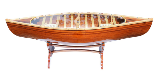 Natural Solid Wood & Glass Canoe Coffee Table