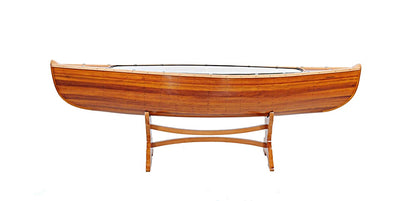 Natural Solid Wood & Glass Canoe Coffee Table
