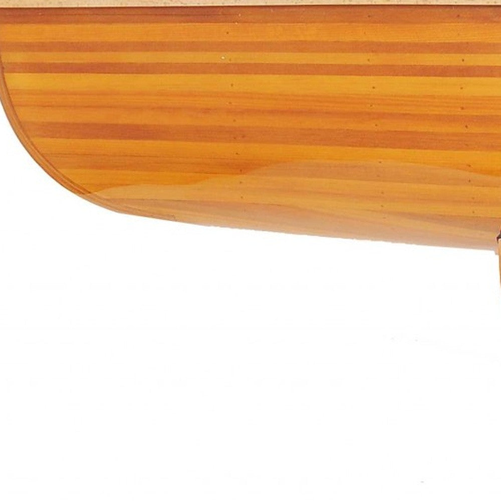 Natural Solid Wood & Glass Canoe Coffee Table