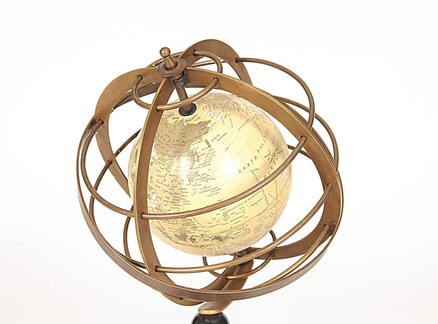 Globe In Brass Rings