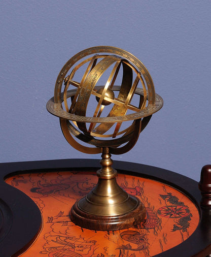 Armillary Sphere On Wood Base